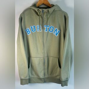 Burton Dryride Men’s Hoodie Sweater HB Bonded Full Zip Spellout Green Size M EUC